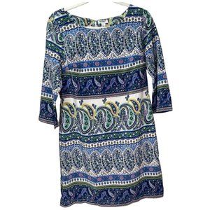 OLD NAVY Paisley Print Lined Dress Knee Length 3/4 Sleeves S